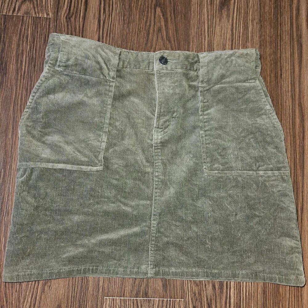 Route 66 Vintage Y2K Dusty Sage Green Soft Corduroy Mini Skirt 4 Summer Fall